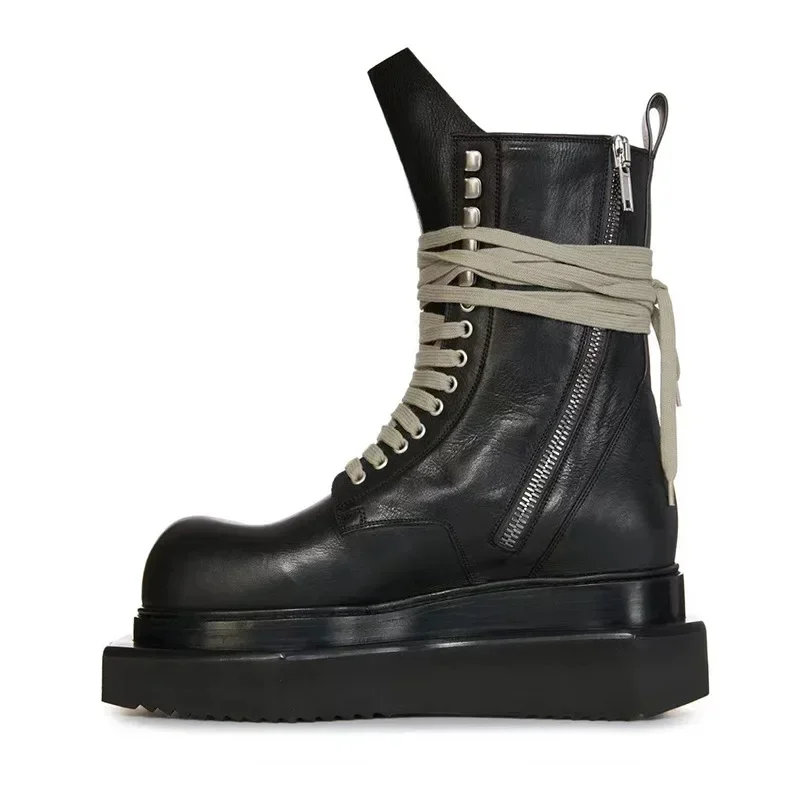 AliExpress - Herren-High-Top-Schuhe, Plateau-Sneaker, klobige Sohle, Leder, Schnürung, Reißverschluss, Absätze, luxuriöse, trendige Designer-
