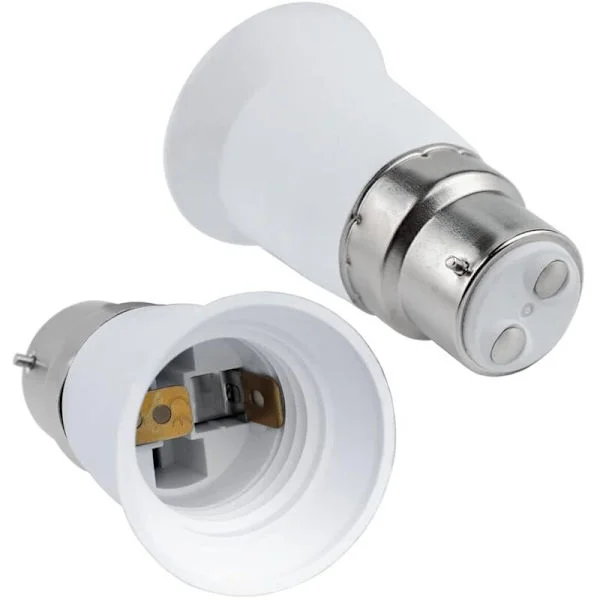 B22 til E27 fatningsadapter 2-pak 0-250V til LED glødepærer halogen CFL-pærer kompatibel med E27 glødepærer