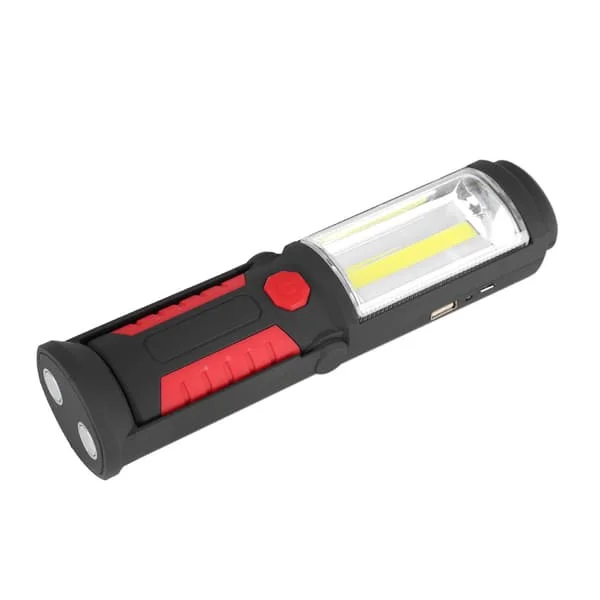 3W Oppladbar COB LED Lommelykt Camping Nødlys Arbeidslys med Magnetisk Stativ Rød