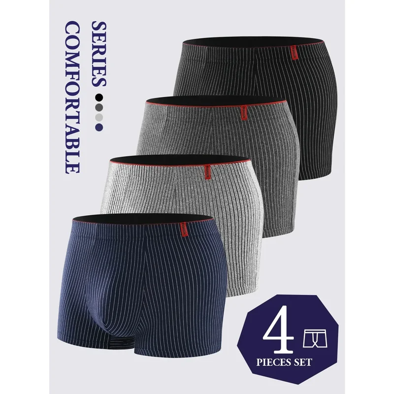AliExpress - 4 Stück Herren-Boxershorts. Weiche, atmungsaktive und bequeme Herrenunterhosen. Gestreifte, trendige, lässige, lockere Boxershorts mit 