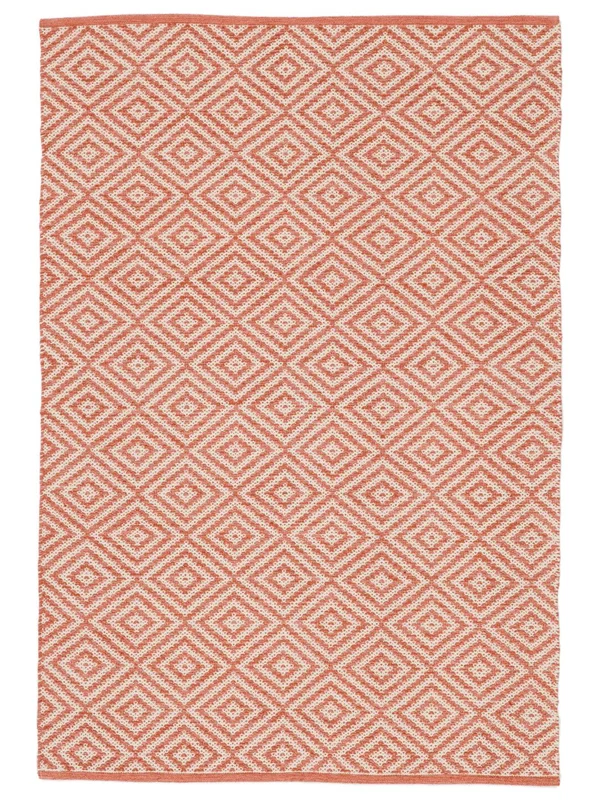 Small Solveig Rug - Coral Red/White 140X200 Cotton, Scandinavian Style