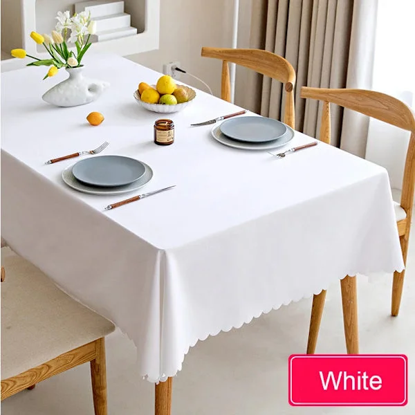 Vanntett duk, nordisk bomull og lin, japansk stil, ensfargede duker til spisebord, salongbord, hvit White_max White