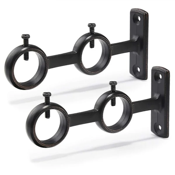 【BQ】Curtain Rod Bracket, 2 Pcs Double Curtain Rod Holders, Double Rod Brackets Hooks for Living Room Bedroom Curtain Rods
