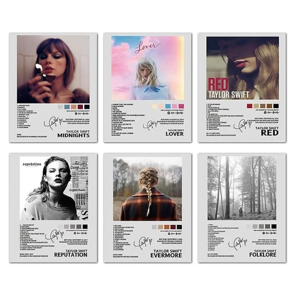 Taylor Swift Poster Folklore Album Reputation Poster Musikalbum Swiftie Tillbehör Poster För Rum Estetisk Canvas Väggkonst Sovrum