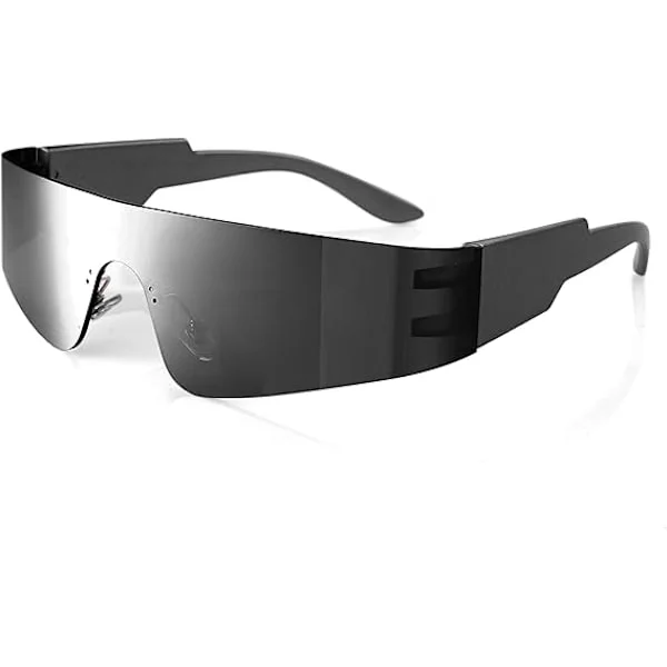 1 pc Black Fashion Rimless Futuristic Wraparound Sunglasses Women Men
