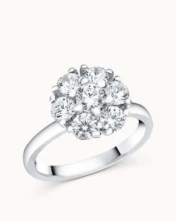 Halo Ring Flora 950 Platinum Natural Diamonds in a large halo Engagement Rings from Vanbruun