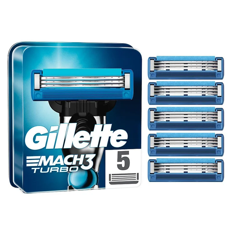 Gillette Mach3 Turbo Barberblade 5 stk, Mænd, Barbering, Skrabere & Blade