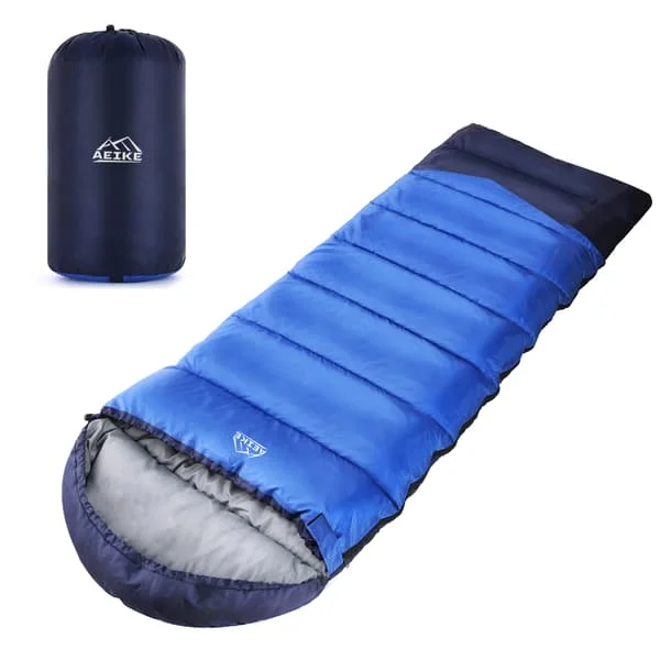 Ultralätt vattentät sovsäck för 4 säsonger, lämplig för camping och backpacking, med bärväska.