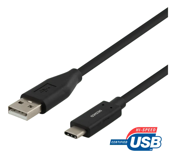 USB 2.0 cable, type A M, type C M, 0.5m, black