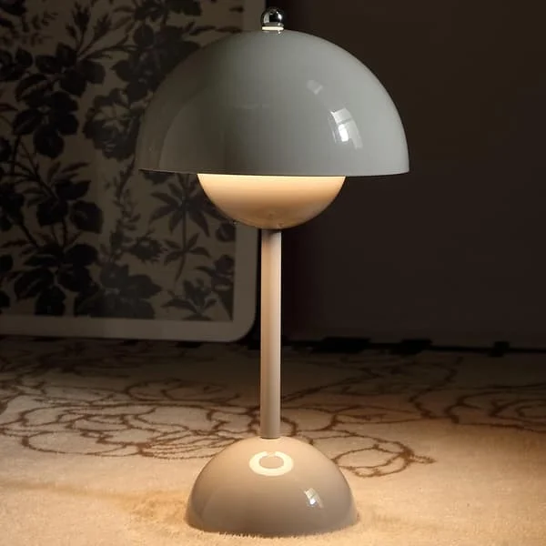 Modern blomkruka sladdlös bordslampa, sladdlös mitten av århundradet lampa, söt batteri svamp bordslampa, liten lampa för nattduksbord, dimbar touch 