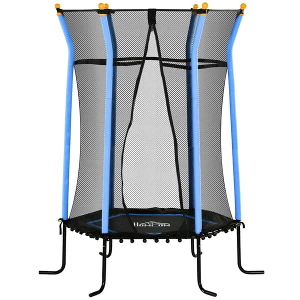 Lasten trampoliini Ø163,5 cm, sisätrampoliini turvaverkon reunapeitteellä kumiköysi, lasten trampoliini 50 kg asti, lapsille 3-10 v sininen
