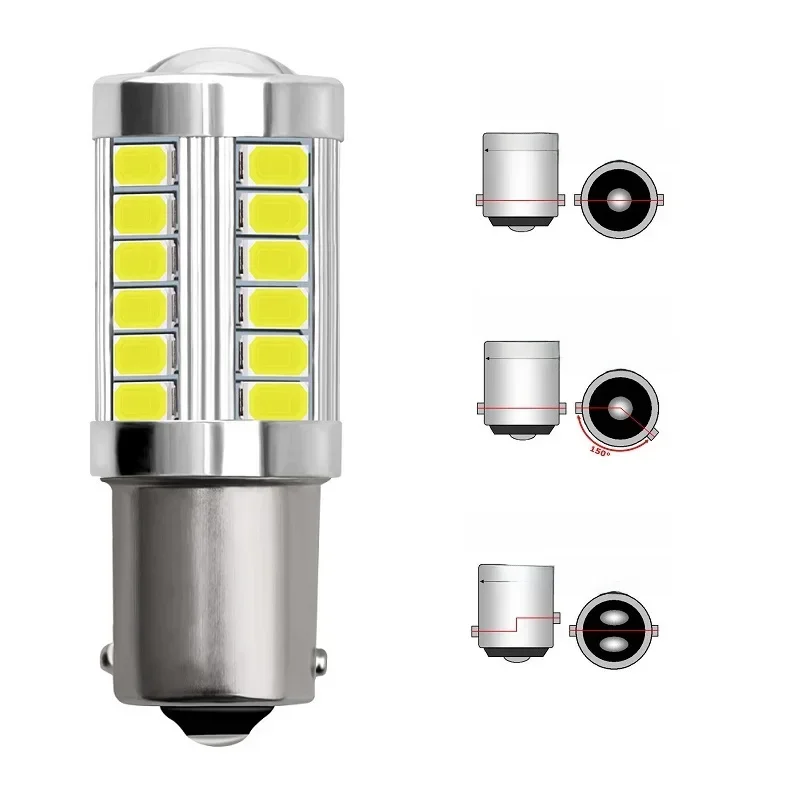 AliExpress - 1 pièces PY21W P21/5W 1156 Ba15s 1157 Bay15d pour ampoule LED de voiture clignotant 12V 33SMD 7000K blanc frein feux de stationnement 