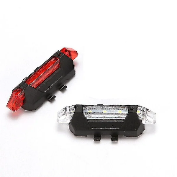 Laddningsbar USB LED-cykelbaklampa Röd Ljus Cykling LED Bak Multi Färg. (röd+vit) (2st