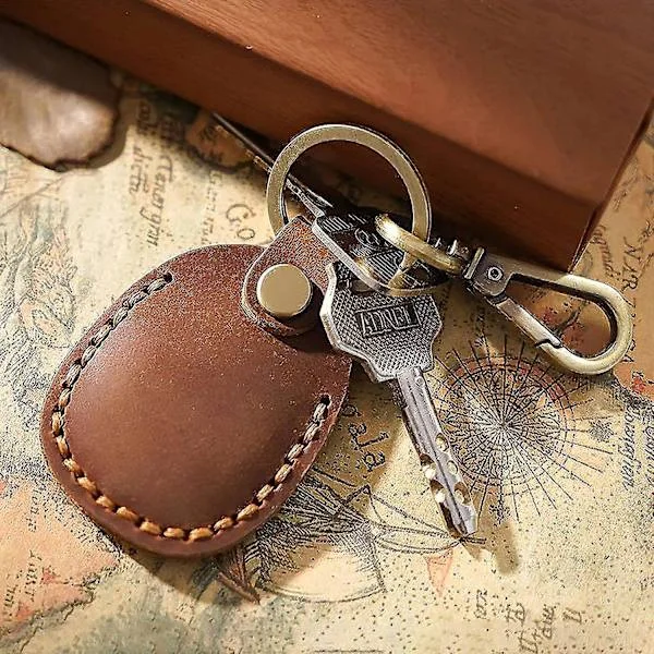2 stk. PU Læder Airtag Nøgleholder, Airtag Vedhæng Airtag Etui Airtag Holder Airtag Nøglering Airtag Nøgleholder Etui