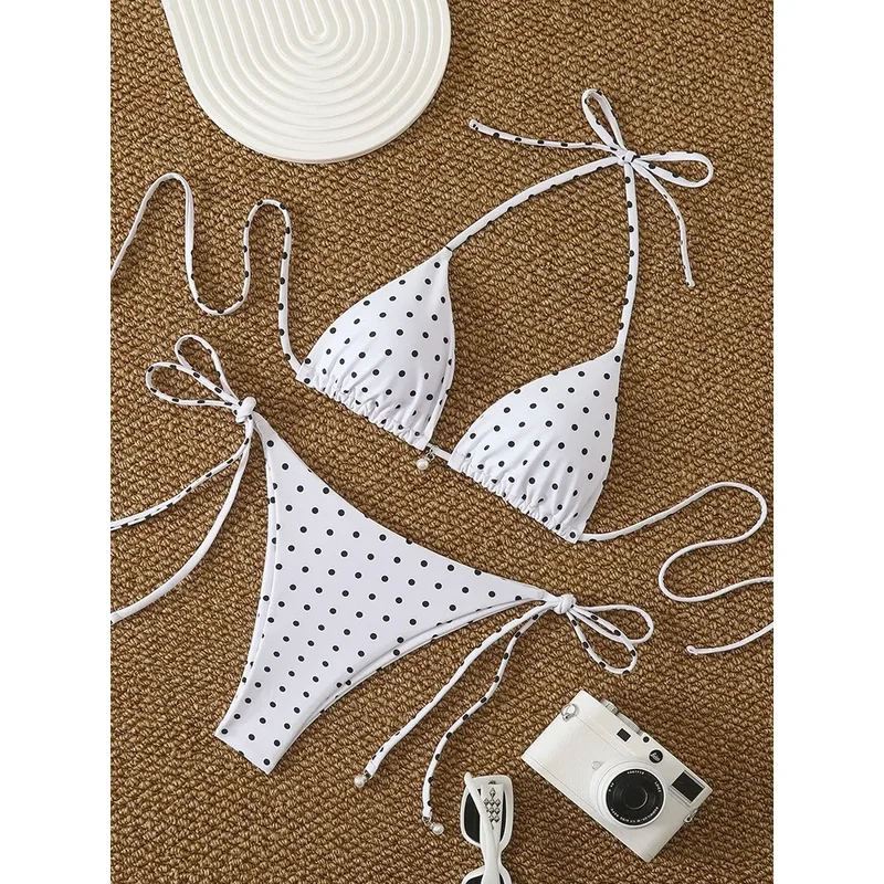 AliExpress - Sexy Mikro-Bikini-Sets mit Perlen-Punkt-Print Bademode 2026 Badeanzug Damen Strandkleidung Sommer Bikini Zweiteiliger Badeanzug