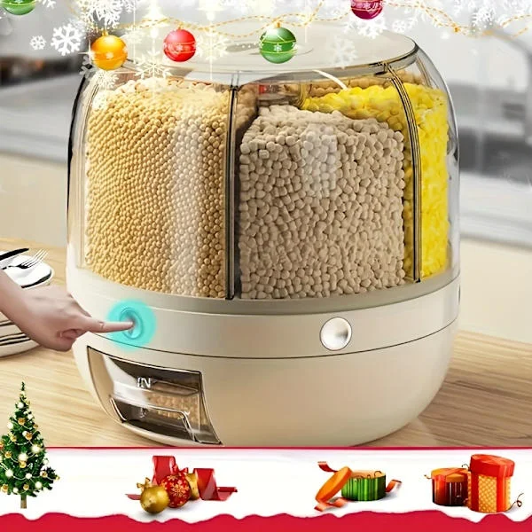 1st Large Rotating Storage Container with Lid, Airtight Cereal Dispenser for Kitchen Organization of Cereals, Nuts, Flour, Rice color