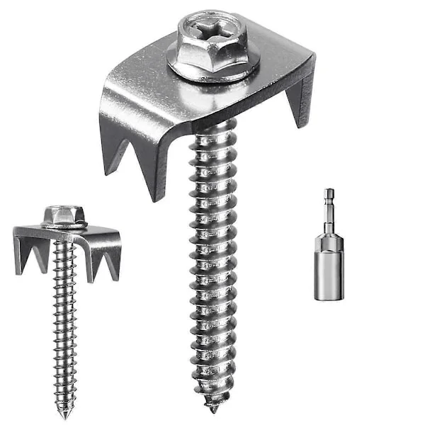 Fence Staples, Fence Nails for Soft Wood, Reusable Fence Staple Screws for Mesh & Woven Fencing, 50 Fence Fasteners
