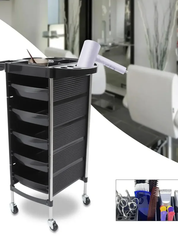 AliExpress - NEUER 5-Schichten Friseurwagen mit Universalrädern und Multifunktionalem Tablett, Friseursalon-Arbeitswagen, Tragkraft 8 kg, Schwarz