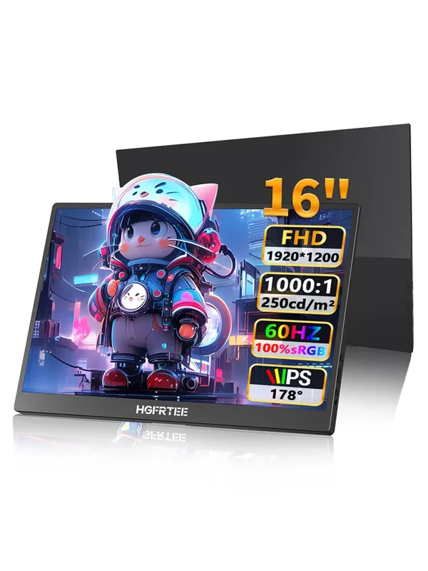 AliExpress - HGFRTEE 16 Zoll tragbarer Gaming-Monitor 1200P 60Hz mit HDR USB-C Mini HDMI, kompatibel mit Windows MacBook Switch Xbox PS4