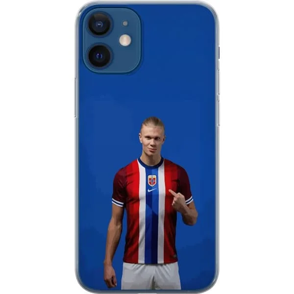 Kompatibel Mobilcover til Apple iPhone 12 mini Erling Haaland i norsk landsholdstrøje med røde, hvide og blå farver