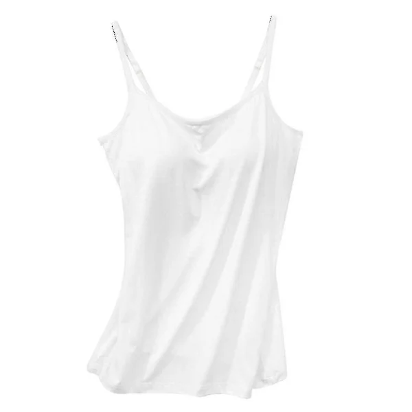 Dam Vadderad Mjuk Casual BH Linne Dam Spaghetti Cami Topp Väst Kvinnlig Camisole Med Inbyggd BH