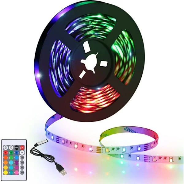 5M LED-list, flexibel stark RGB rums-LED, flerfärgad LED-ljuslist med fjärrkontroll för sovrum, kök, TV, fest