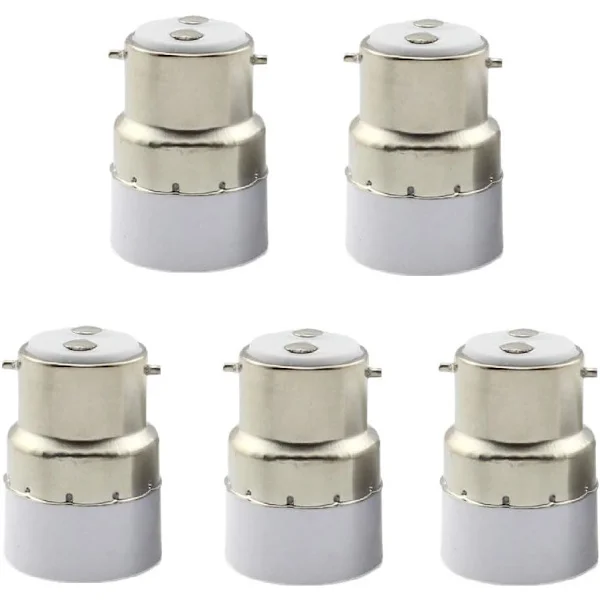 5 stk. B22 til E14 pære fatning konverter B22 fatning switch til standard E14 adapter lampeholder