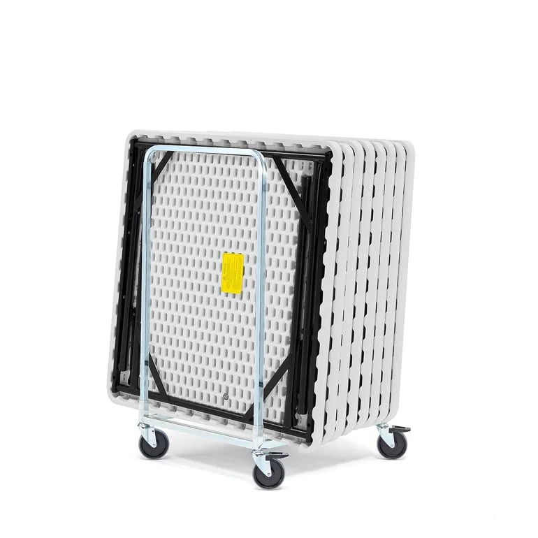 8 folding tables + trolley, 860x860 mm