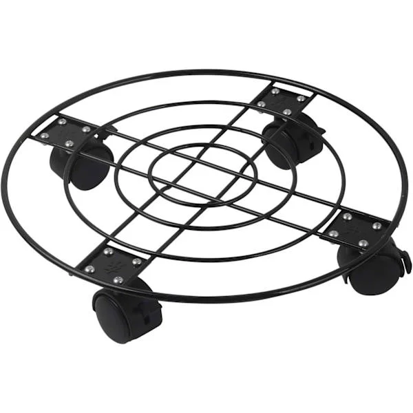 Plantevogn - 33 cm Rund Metal Plantepottevogn, Plantepotte Trolley med Bremsehjul, til Indendørs Udendørs Have (1 Pakke)