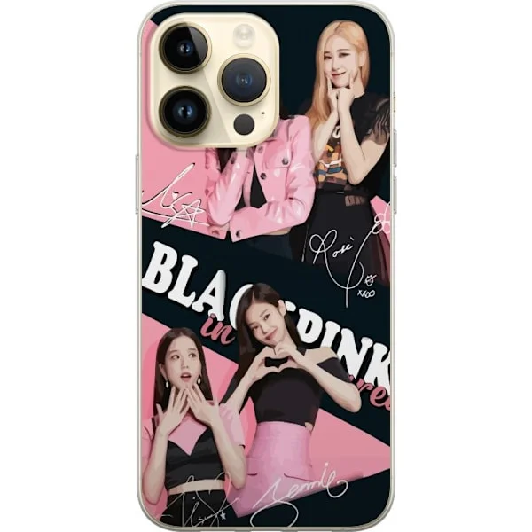 Kompatibelt Mobildeksel til Apple iPhone 15 Pro Max Fargerikt kollasj med kpop-gruppe i rosa og svarte toner for en moderne og trendy stil