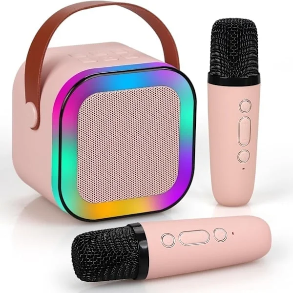 Mini Karaoke-maskin för barn och vuxna, portabel Bluetooth-högtalare med 2 trådlösa mikrofoner, födelsedagsfest sångleksakspresent