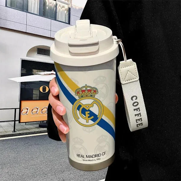 Fotboll Barcelona Real Madrid Arsenal Manchester United Liverpool Varm Kopp Bärbar Rostfritt Stål
