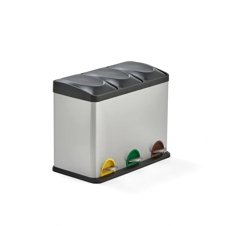 Waste sorting unit ADDISON, 3 bins, 480x590x340 mm, 45 L