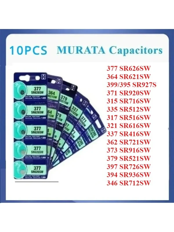 AliExpress - 10 Stück/Set Murata SR626SW 377 SR621SW 364 SR920SW 371 SR616SW 321 SR936SW 394 SR521SW 379 395 SR927S 362 Batteriekondensator
