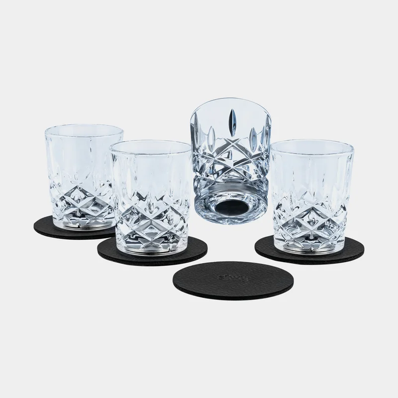 Vasos de chupito de cristal magnéticos Silwy Magnetic Crystal Glass Shot Nachtmann, transparente, 4 cl, paquete de 4 + posavasos magnéticos