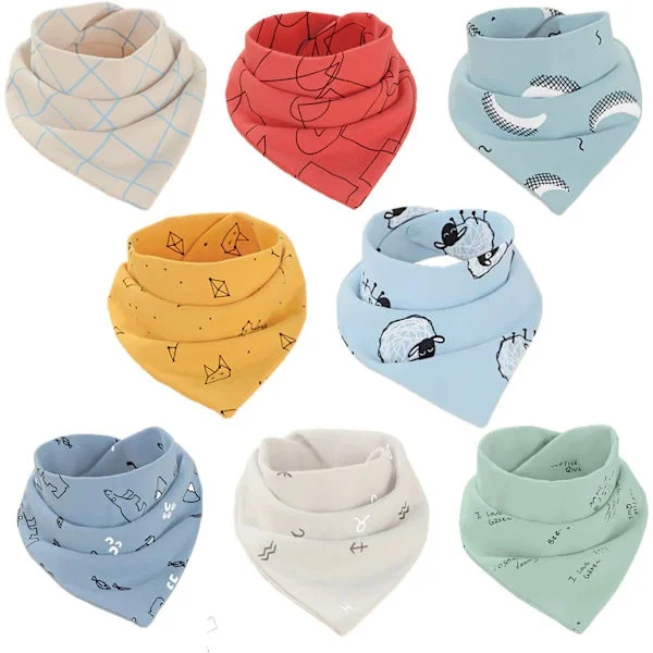 Baby Bandana Smekker Bomull Siklesmekker Siklesmekker Myk og Absorberende Siklehåndkle for Småbarn, 8-pakning