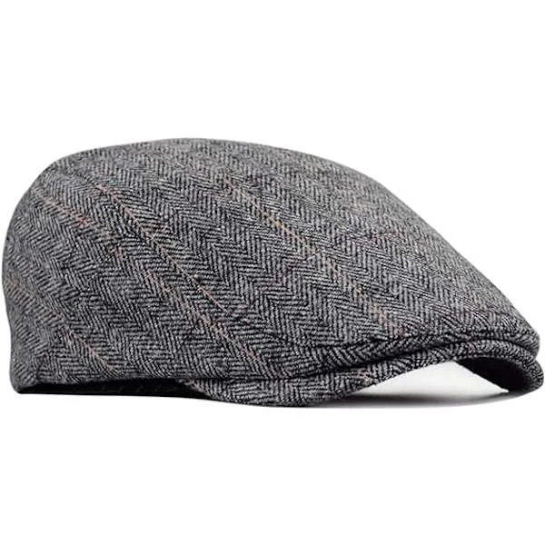 Herrar Tweed Flat Cap Körhatt Newsboy Cap - Justerbar Fashion Newsboy Irländsk Baskerhatt, Höst Vinter, 55-59CM