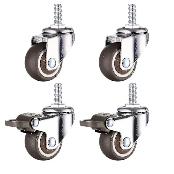 10 svinghjul med brems, kraftige svinghjul i gummi, arbeidsbord, øyehjul, gjengediameter: 10 mm, lengde 25 mm, 2 stk B [DB]