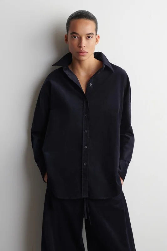 COS Women's Corduroy Shirt in Navy
