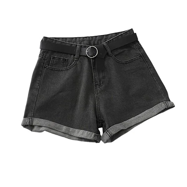 Dam Hög Midja Denimshorts Kvinnliga Korta Jeans Med Rem För Vardaglig Shopping Resor