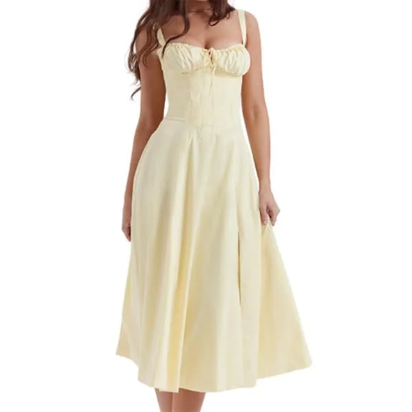 Mode Print Bustier Sundress Dragsko Lace Ärmlös klänning för kvinnor