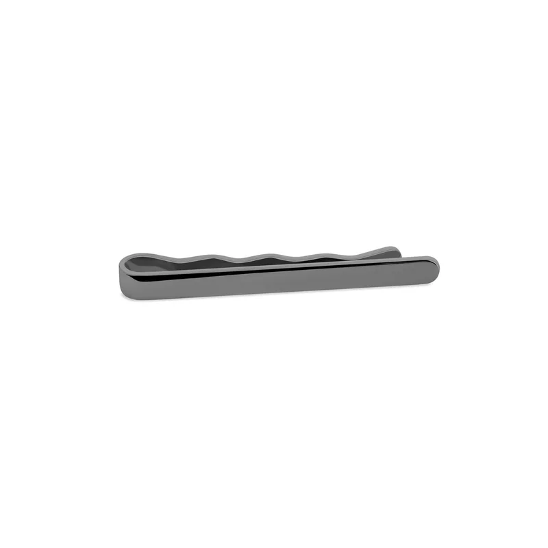 Pince à cravate arrondie gris foncé polie de 4 cm pour hommes - Pinces à cravate pour cravates slim