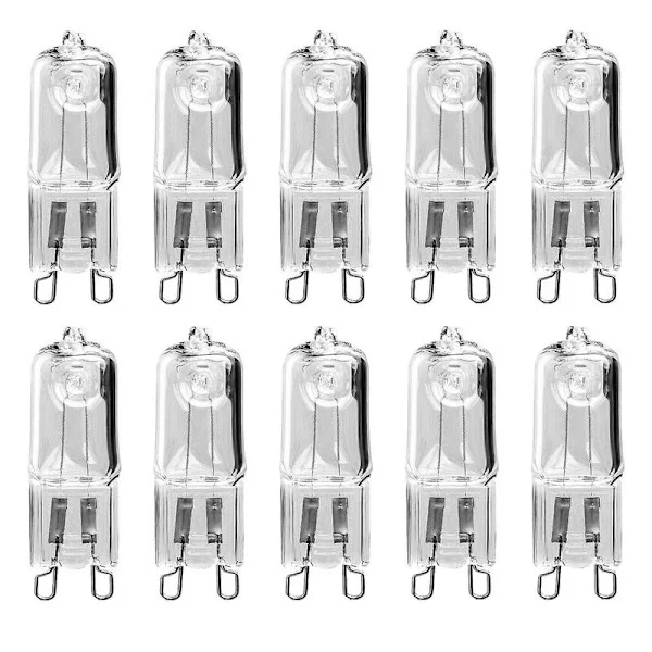 10-pack G9 halogen bulbs 18W warm white light for pendant lamps and table lamps