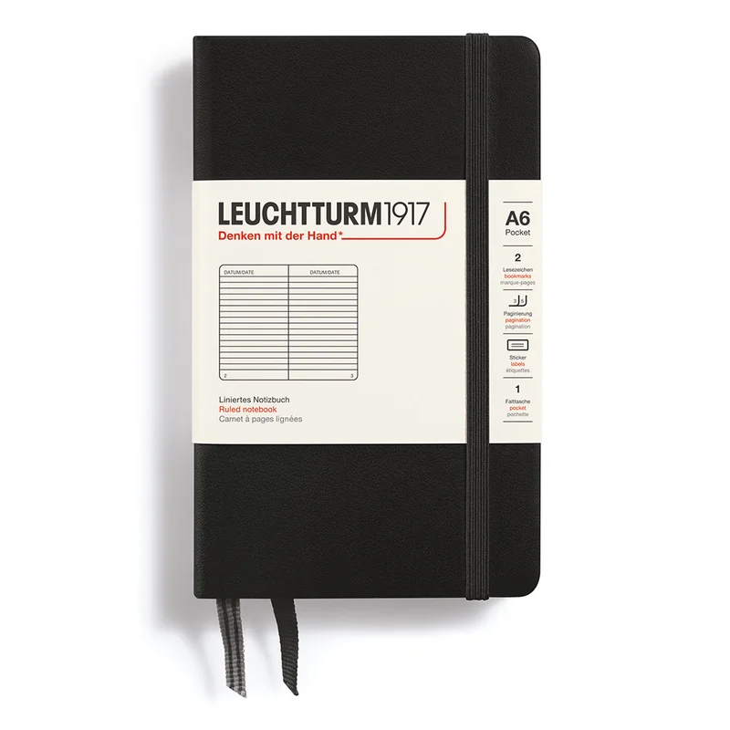Leuchtturm1917 Notebook A6 Pocket Black Squared