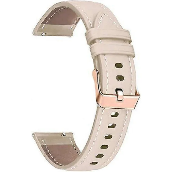20 mm läderarmband för Garmin Vivomove Luxe/Trend/Style/Sport/HR/Vivomove 3 med armband för Venu SQ 2 Music klockarmband, benvit