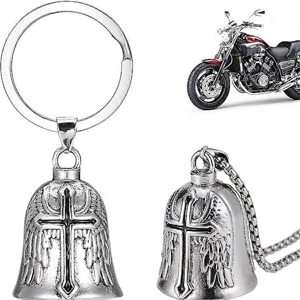 2 stk Motorsykkel Guardian Bell, Engel Guardian Riding Bell Med Kjede, Rustfritt Stål Motorsykkelklokker Lykke Riding Bell, Motorsykkel Tilbehør Gaver