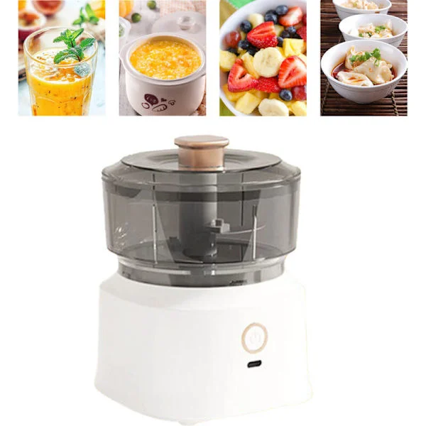 Jeffergarden elektrisk köttkvarn, multifunktionell mixer med blad i rostfritt stål, effektiv och säker matmixer för köket, vit