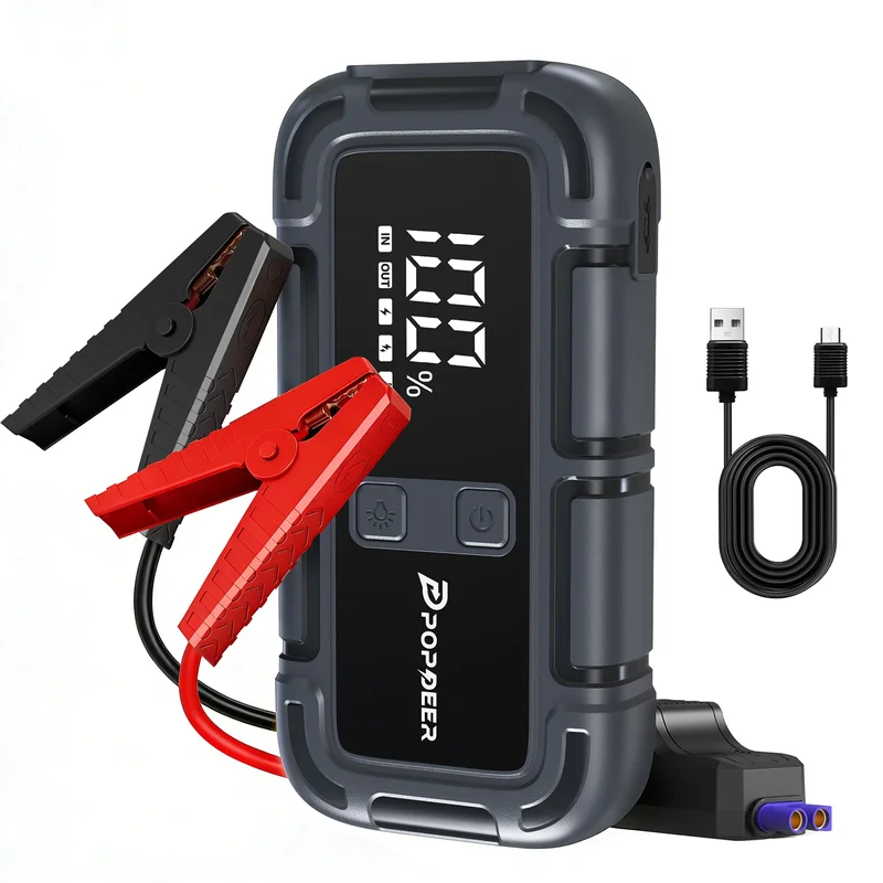 AliExpress - POPDEER PD-J06 4000A Starthilfe, 12V Autobatterie-Booster mit LCD-Display und Dual-USB für 10,0L Benzin-/8,0L Diesel-LKW, Wohnmobile und 