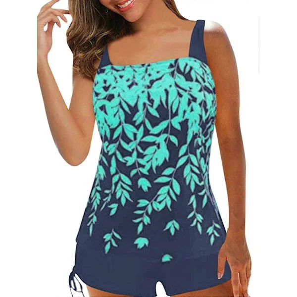 Tankini-badedraktsett for damer med shorts i store størrelser
