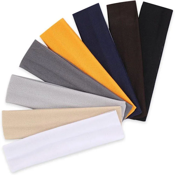 Sport Headbands 8-pack, Elastic and Soft Headbands with Anti-slip for Women and Men, Training and Fashion